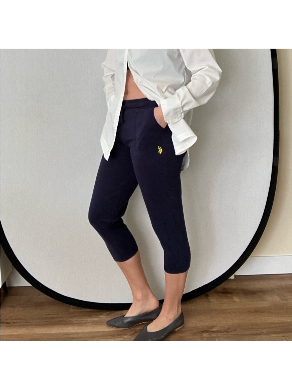 U.S. Polo Assn. Navy Capris with Yellow Logo